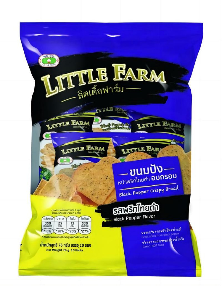 LittleFarm Flatbread Toast Crackers black pepper flavor 76g
