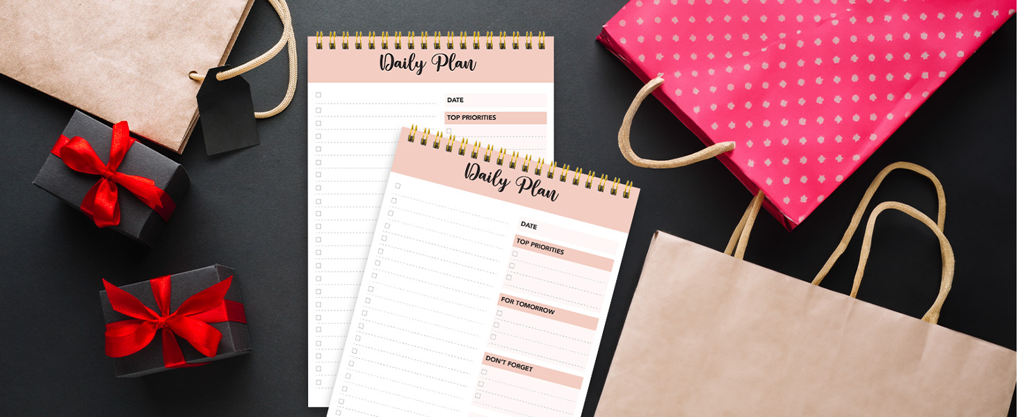 A photo of to do list notepad cute &amp; to do list pad tear off being wrapped and prepared as a gift.