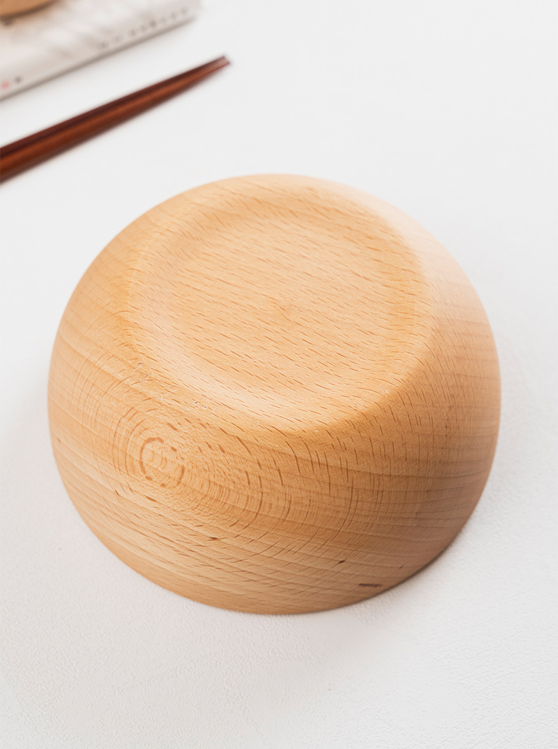  素觅 MUJI风【饭碗汤碗12cm】 整木制手工打磨  日式木制  品质生活