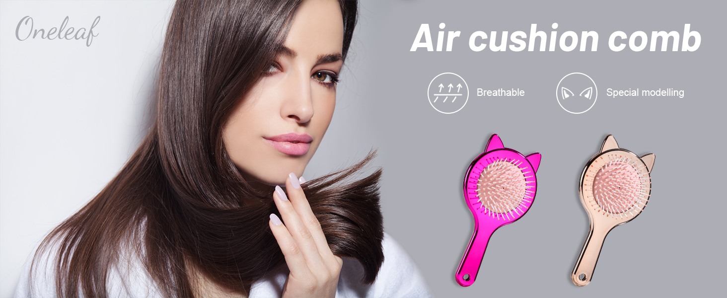 Detangling Hair Brush Air mattress Comb Oneleaf Cute cat ear shape