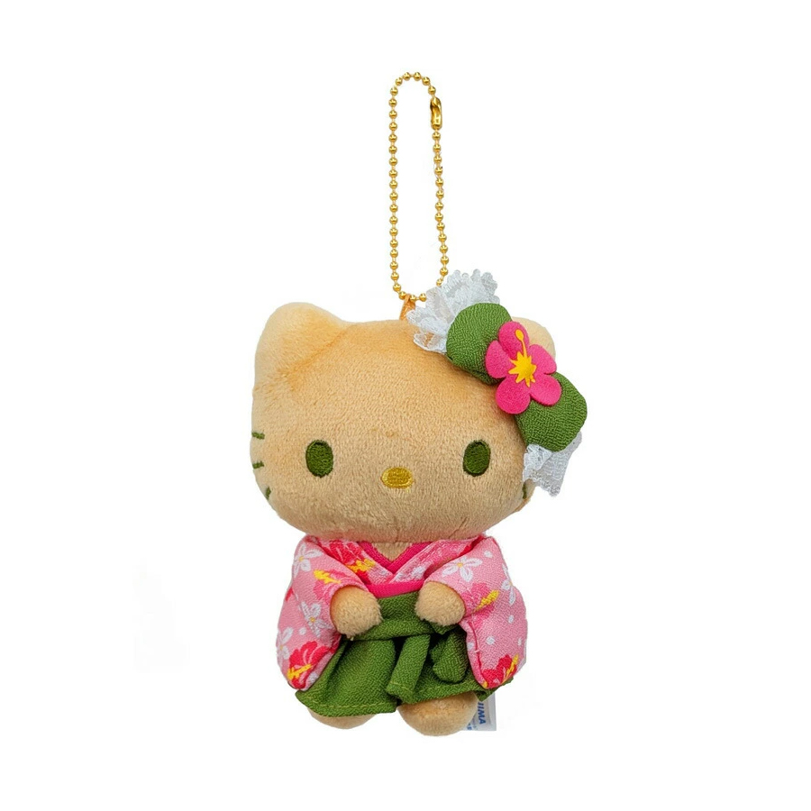 【Expédition directe du Japon】 Sanrio Japon Hello Kitty Couleur de peau de blé Série de kimonos matcha Poupée en peluche porte-clés pendentif 1 pièce