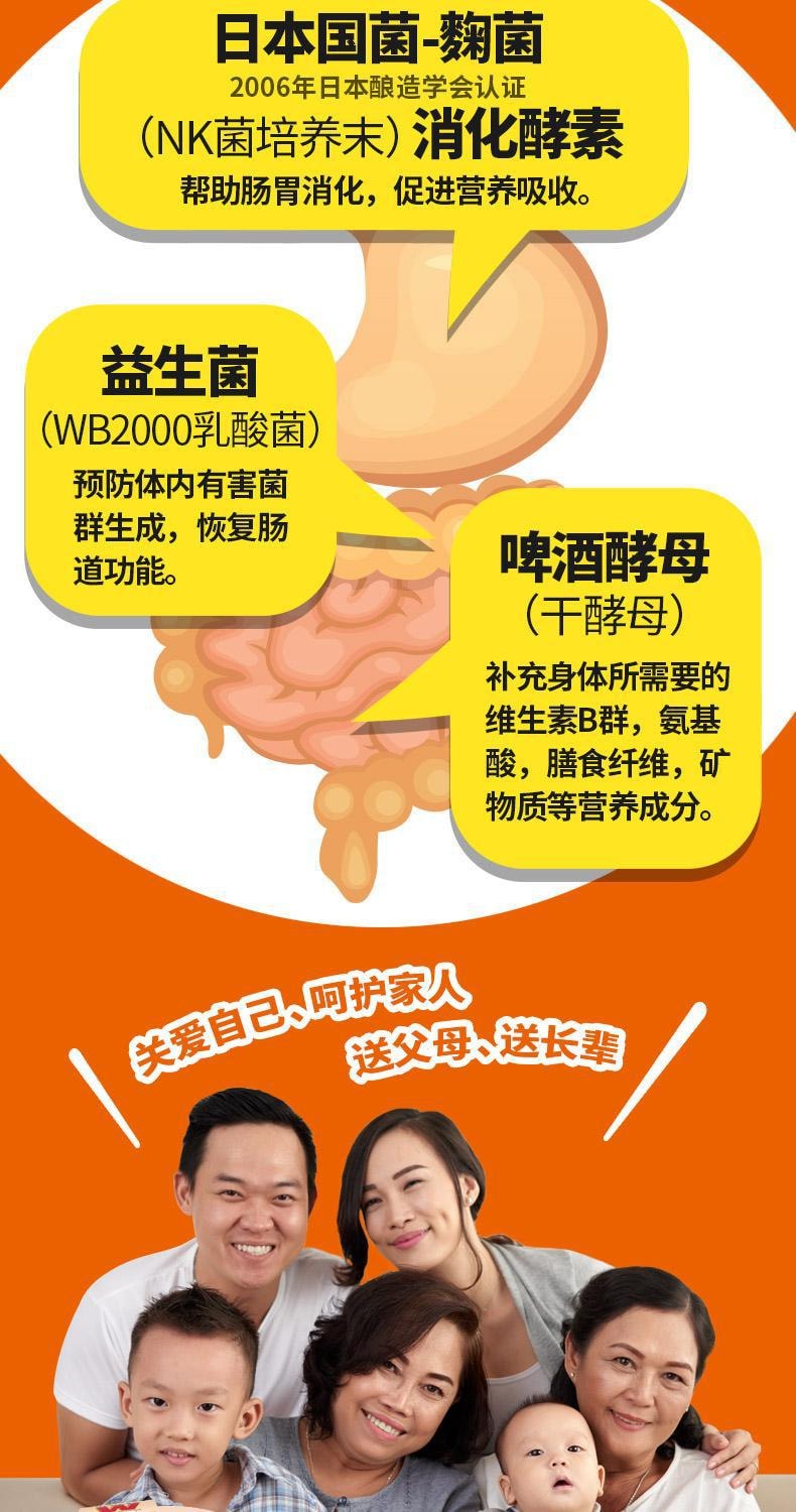 【日本直邮】 若元 WAKAMOTO 健胃整肠 酵素益生菌片 1000粒