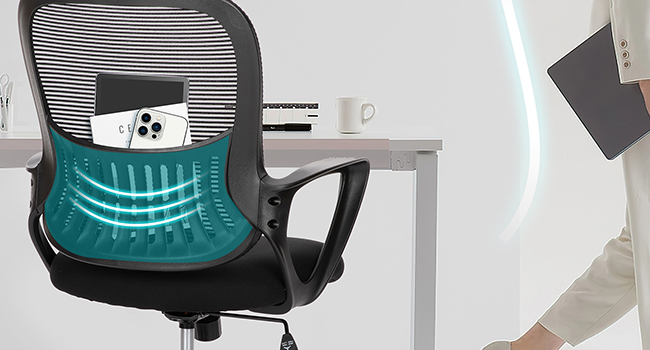 【美國直郵】人體工學座椅辦公室座椅電腦座椅高度和靠背自由調節的椅子 中背網狀座椅帶旋轉輪子舒適的腰部支撐和扶手適用於家庭 臥室 書房 宿舍 學生 男女通用