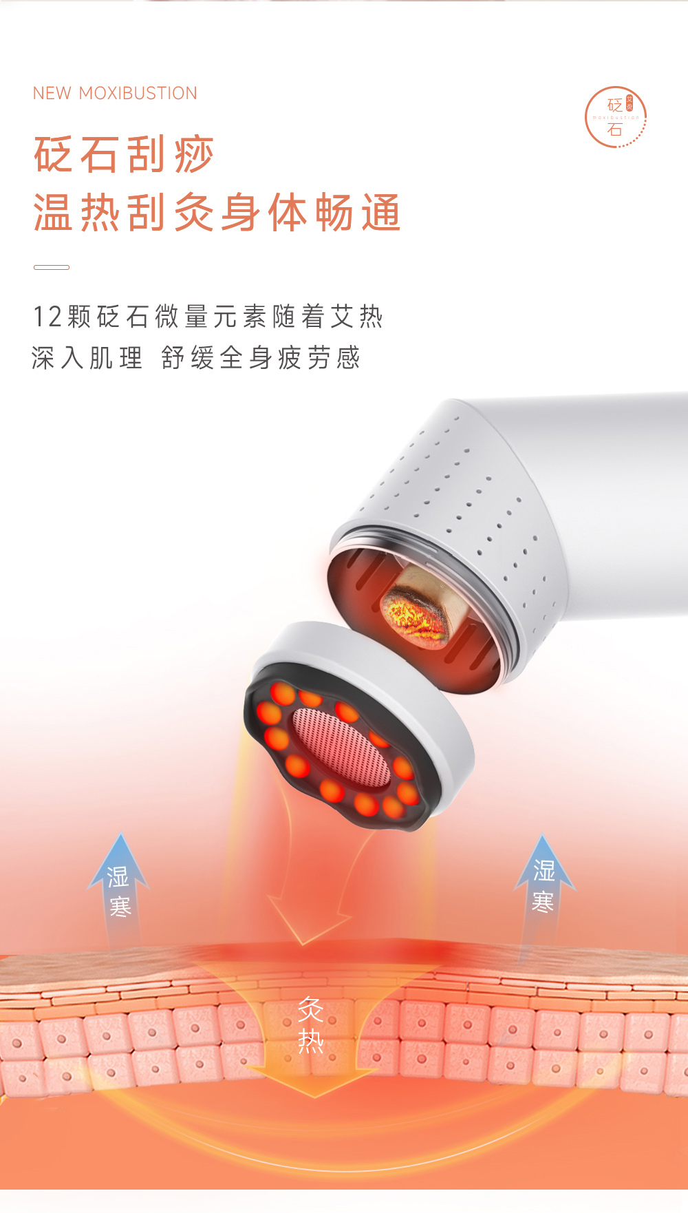 【中國直郵】艾修堂  黑砭石刮痧艾灸棒   明火艾灸+砭石刮痧