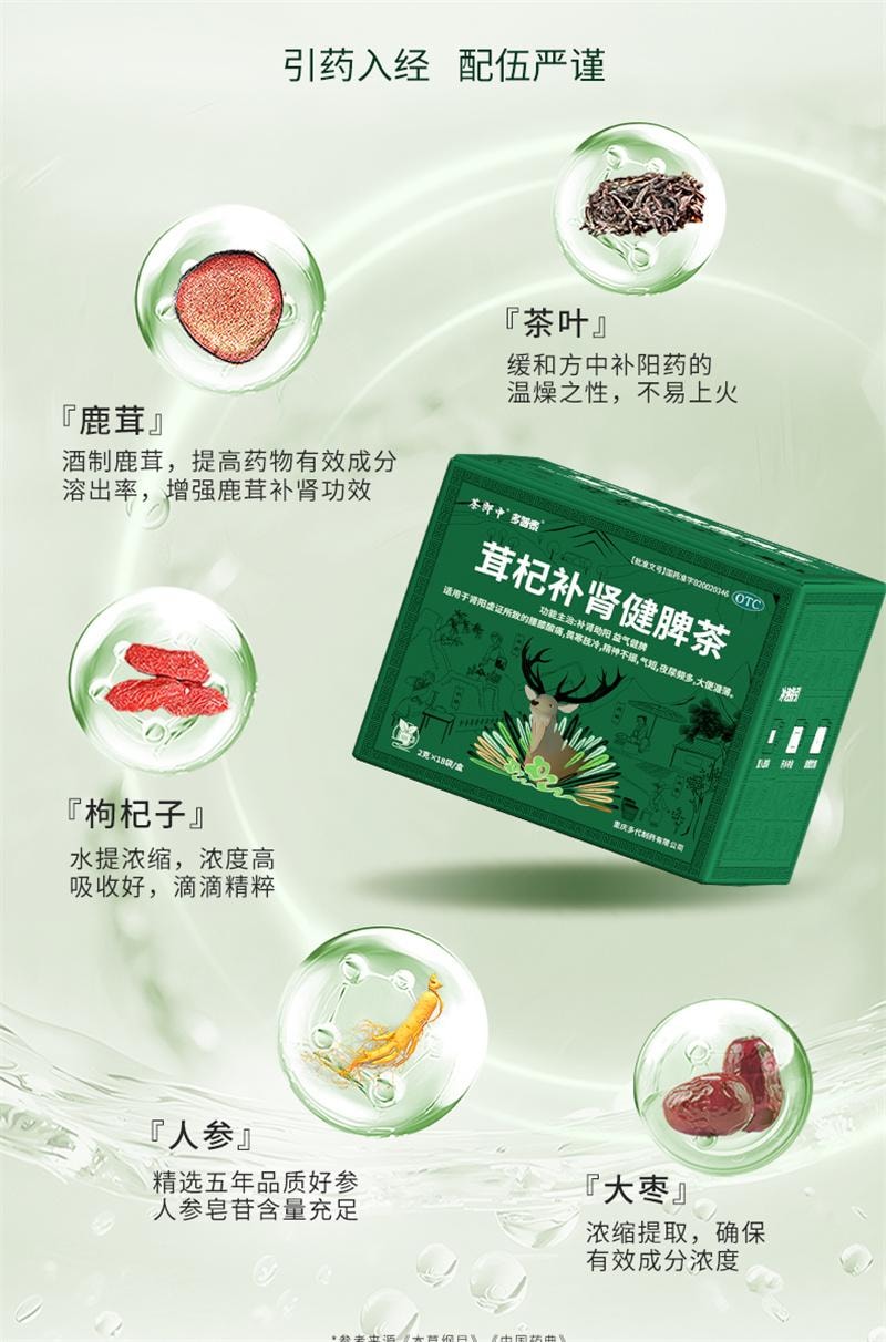 【中国直邮】 茶郎中 茸杞补肾健脾茶腰膝酸夜尿多茸杞茶otc补肾鹿茸枸杞茶男女 2g*18袋/盒
