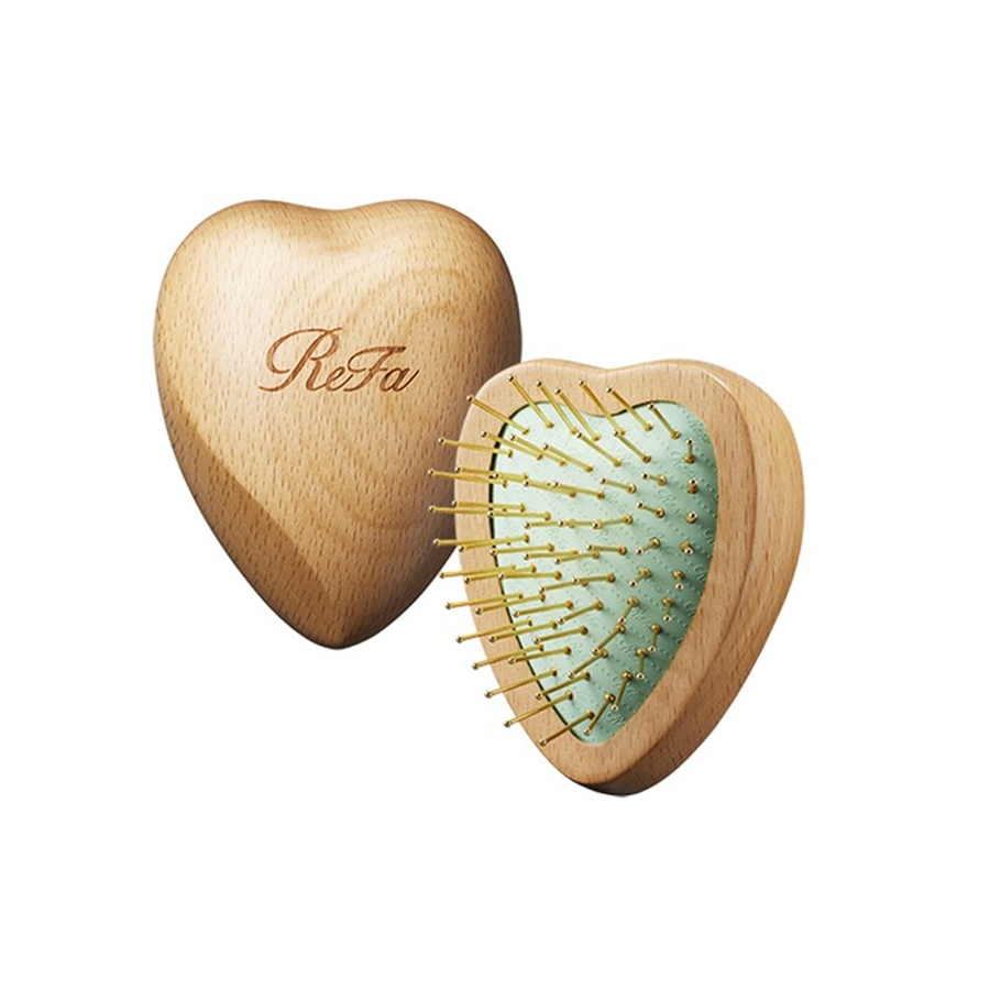 【Livraison directe du Japon】 REFA Japon peigne de massage du cuir chevelu haut de gamme, portable, manche en bois naturel, soin confortable, peigne en forme de cœur, 1 pièce