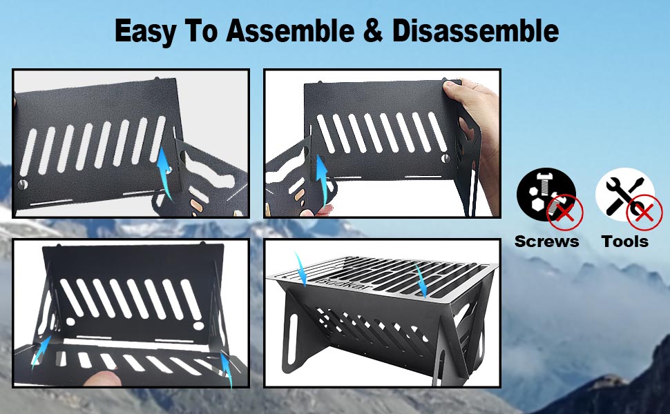 Bodkar mini grill foldable portable charcoal grill, easy to install