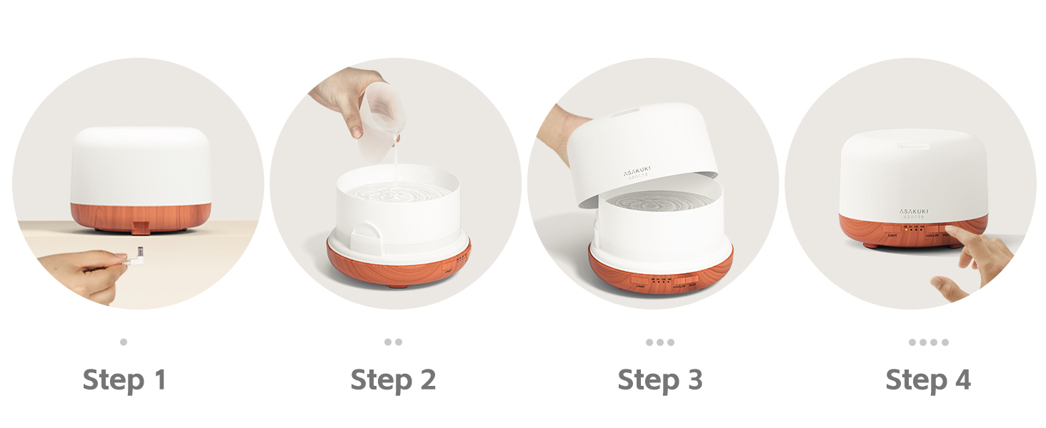 Step-by-step instructional images showing the process of using a red and white ceramic bowl or plate with metal components. Four steps are shown demonstrating assembly or usage sequence.