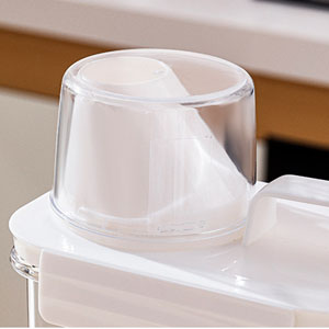 Storage box slanted mouth design