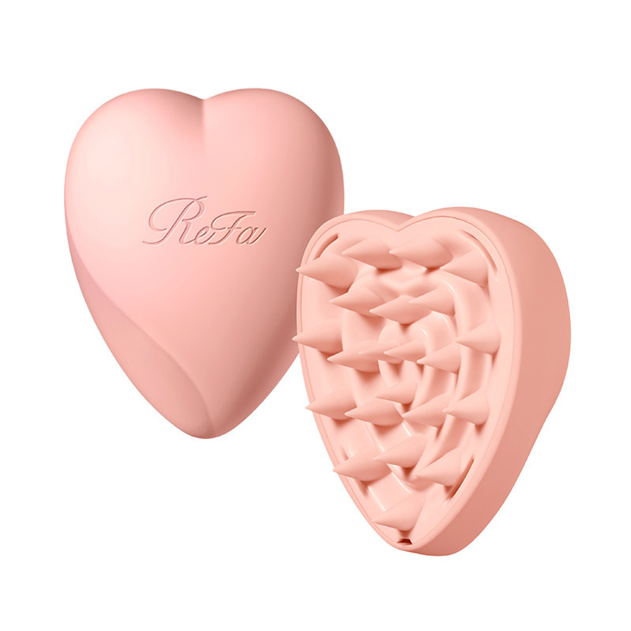 【Expédition directe du Japon】 REFA Japon Soin du cuir chevelu Peigne de massage du cuir chevelu en forme de cœur Portable sec et humide 1 pièce Or rose mat