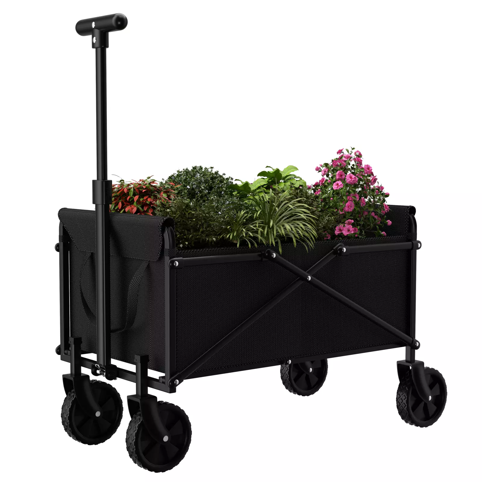 Small Collapsible Folding Wagon Beach Wagon Cart Heavy Duty Utility Grocery Cart - Picture 1 of 9