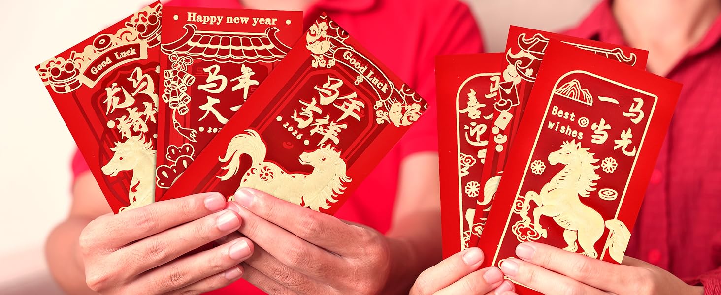 6 Patterns 36 Pcs Lunar New Year Red Envelopes 2026