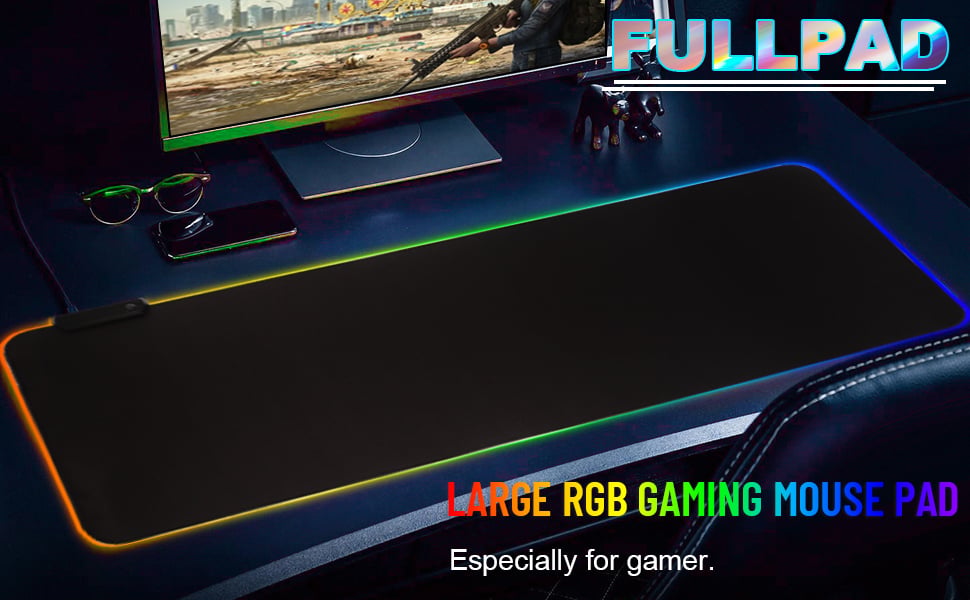 這款超厚 RGB 遊戲鼠標墊具有 11 種靜態燈光模式和 4 種動態燈光模式,燈光