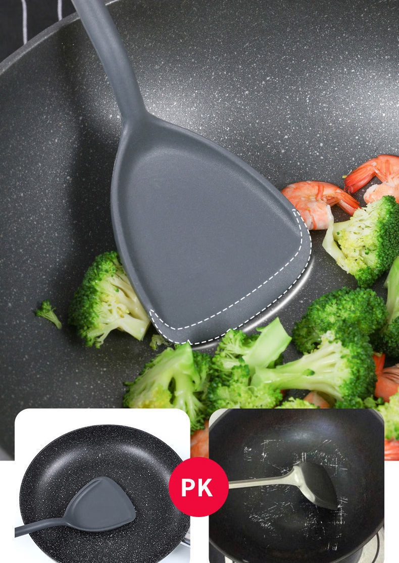 双枪 汤勺胡桃木柄汤勺无漆硅胶炒菜勺耐高温硅胶汤勺35*8.9cm