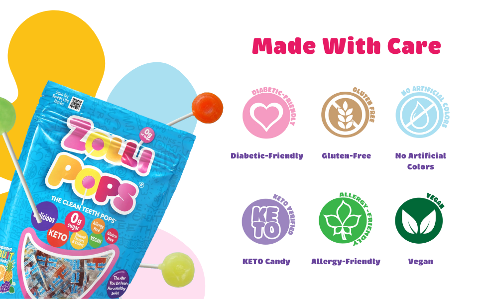Zolli Pops, dental-friendly lollipops, sugar-free treats, natural ingredients, diabetic-friendly