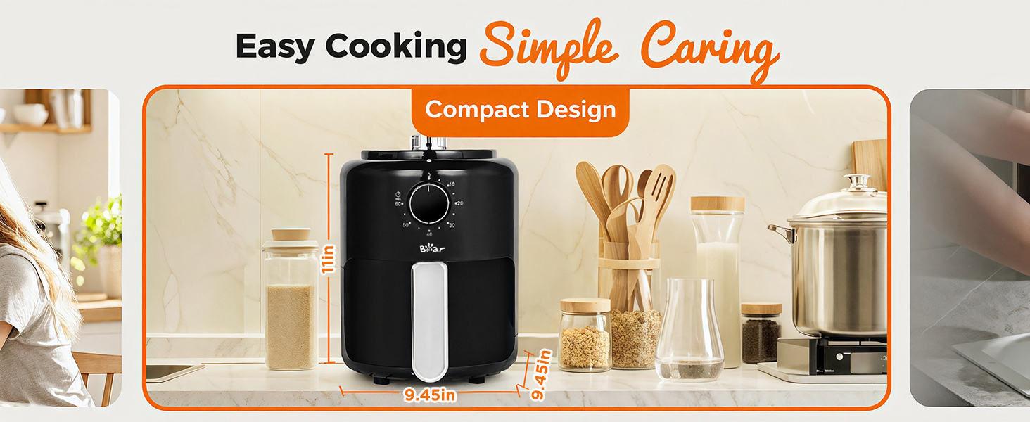 bear mini air fryer 2.1qt 紧凑型