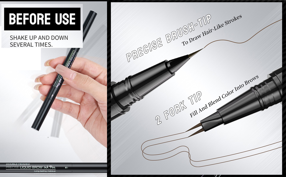2-Tip brow pen，2in1 brow pen，microblading eyebrow pen，brow pencil with hair like strokes