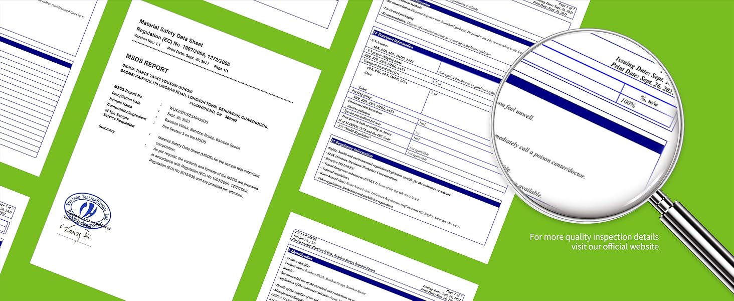 Display of quality inspection report for the matcha whisk, made entirely from bamboo.