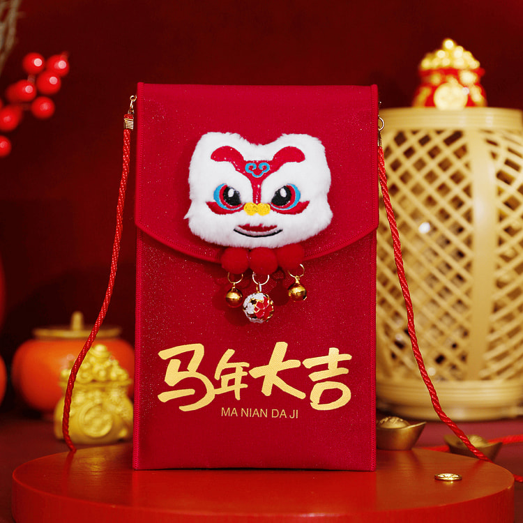 2026马年红包醒狮背带挂绳布艺包 平安喜乐 1 份