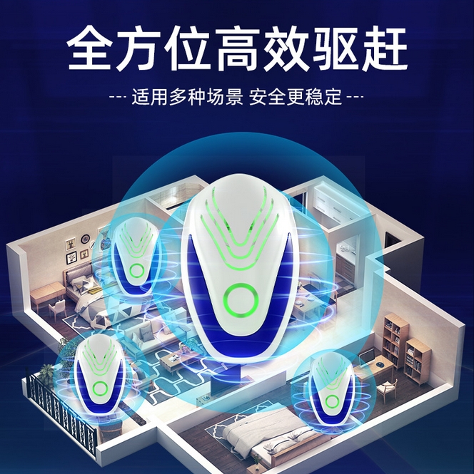 2024年新【超音波變頻驅鼠器】智慧家庭 多功能一體機驅趕多種動物有效 2個套裝