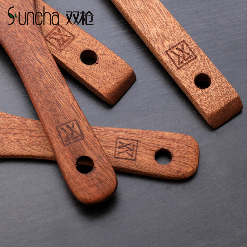 双枪 乌檀木铲子不粘锅用长柄炒菜铲无漆无腊乌檀木锅铲9.2*39cm