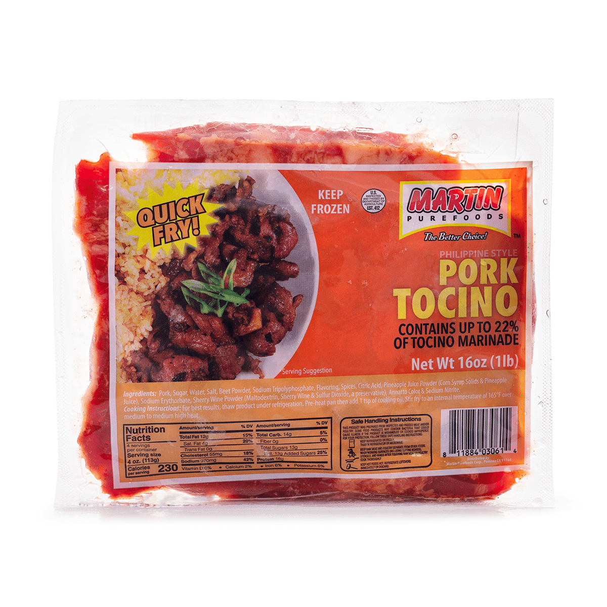 Martin Purefoods Pork Tocino Quick Fry, Frozen 16 oz
