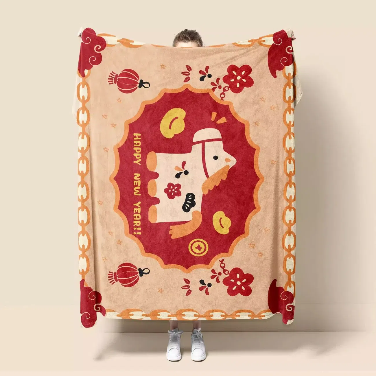 2026 Horse Year Soft Red Blanket, C (150x130cm) 1 case