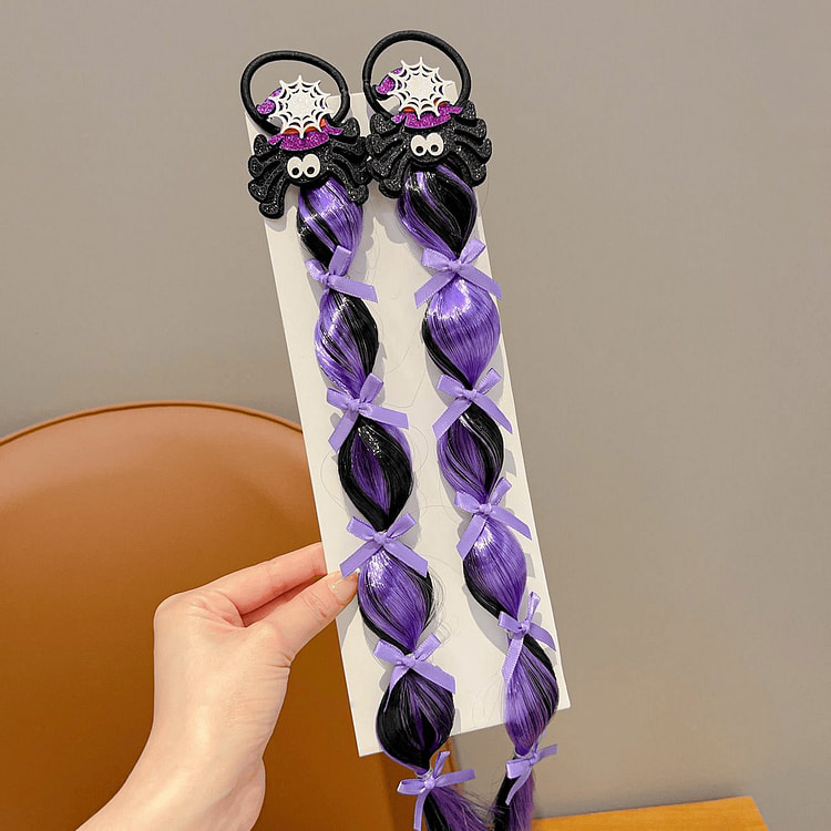 ハロウィン パープルミックスクモリボンヘアアクセサリー女の子用 1 個