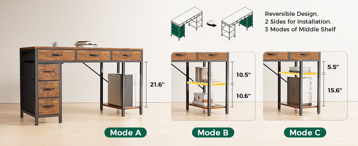 帶 6 個抽屜的電腦桌