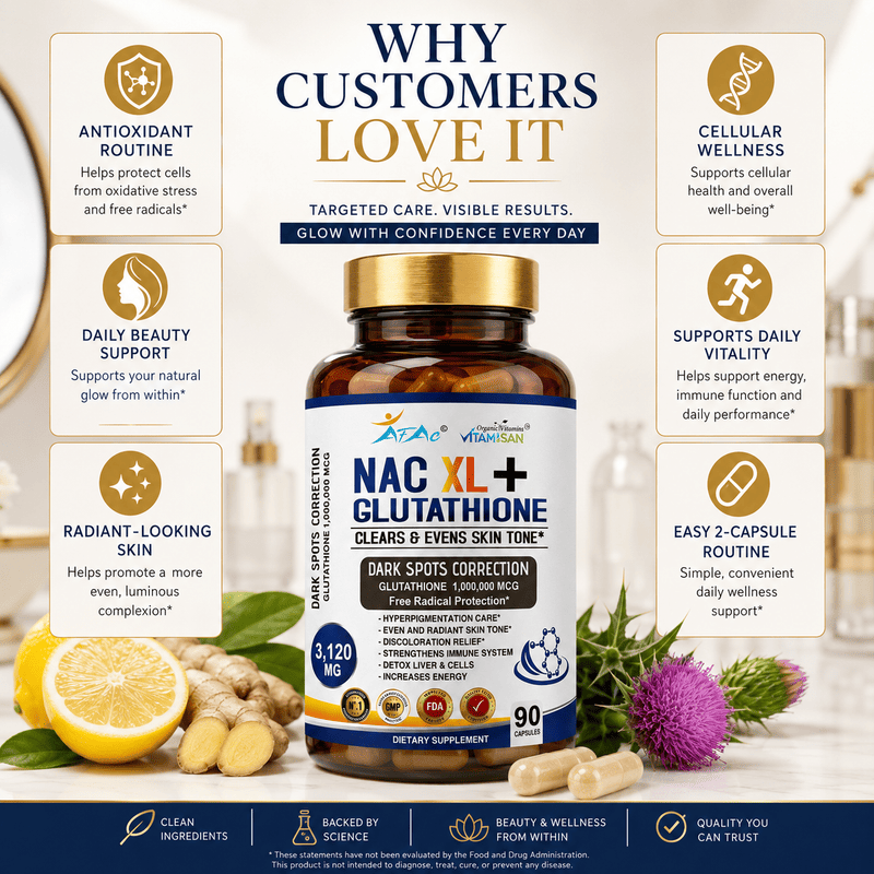 NAC XL Glutathione how it works antioxidant beauty wellness daily support