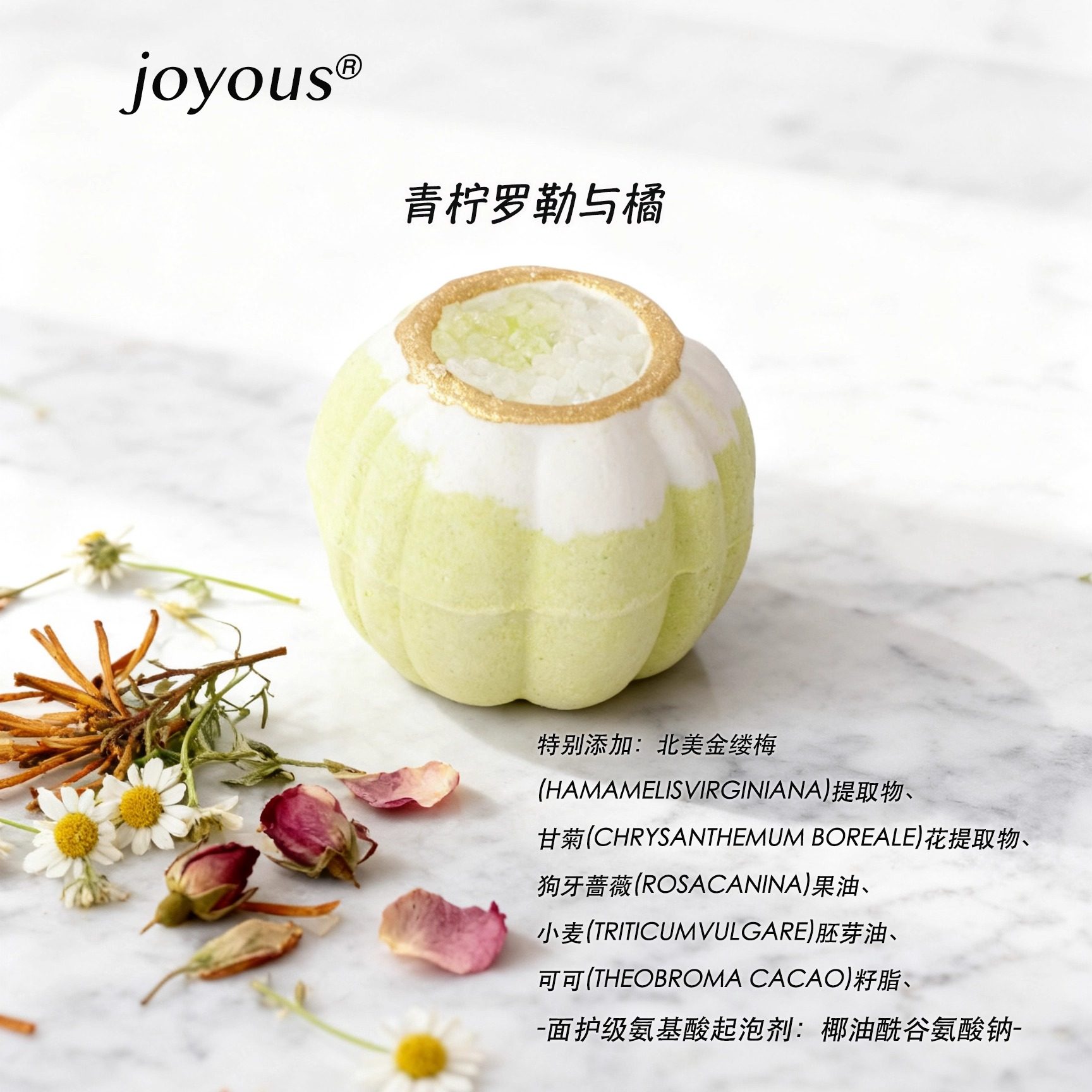 【中国直邮】 Joyous 甄御南瓜香氛浴盐球 四合一礼盒装 110克*4颗 【送泡泡浴液*4包+浴缸袋*4包+玫瑰干花*4包】网红爆炸浴盐泡泡球 滋润保湿泡泡浴 浪漫泡澡