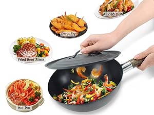 wok pan with lid wok pan chinese wok wok with lid stir fry pan non stick wok cast iron wok