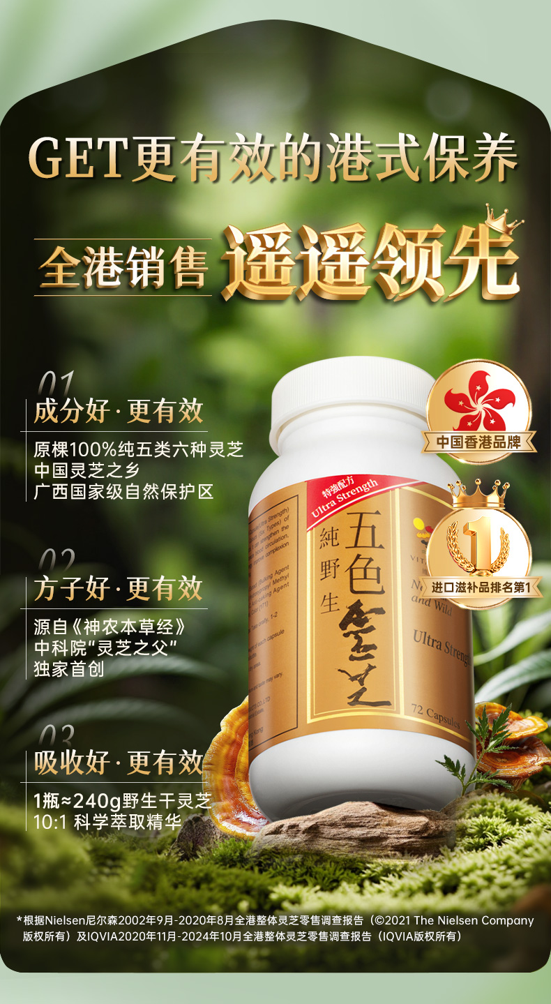 Vita Green維特健靈五色靈芝 72粒 1 瓶 - Weee!