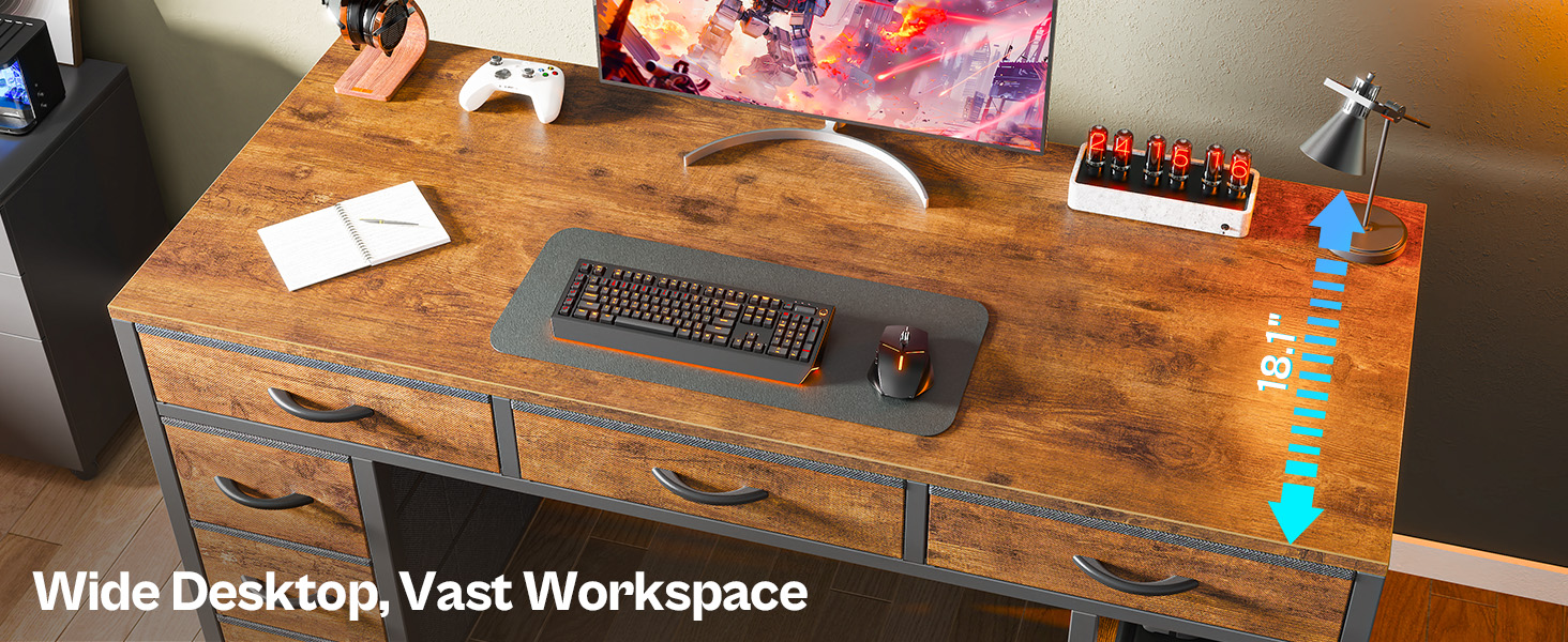 Computer Desk with 6 Drawers