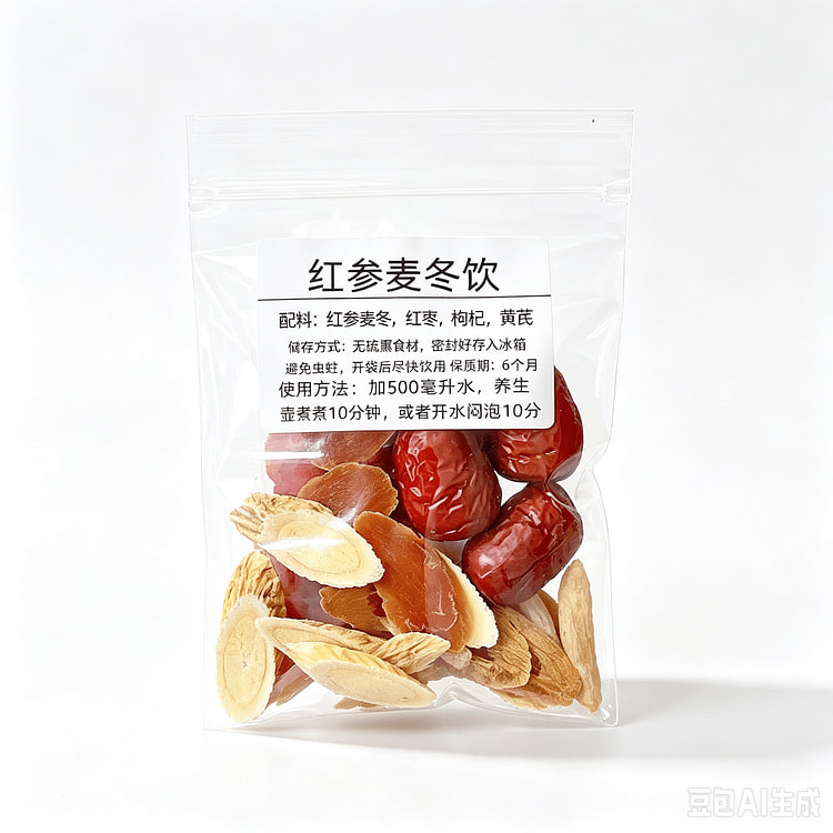 Red Ginseng Astragalus Ophiopogon Goji Tea Bags 25 g