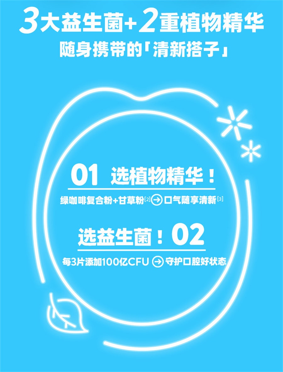 【中国直邮】 Swisse 斯维诗口香益生菌微泡片成人口气清新压片糖果含片(压片糖果)青提味 一管21片