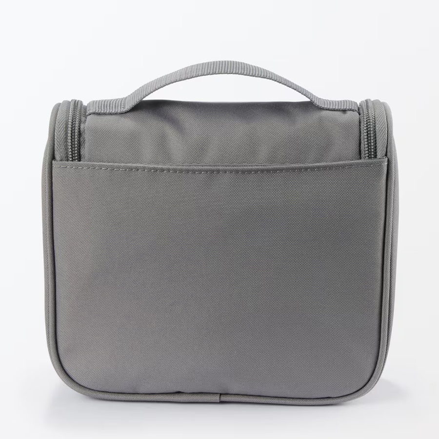 【日本直郵】 日本 MUJI 無印良品 聚酯纖維 可吊掛式 洗臉用具盒 化妝包 旅行便攜洗漱包 灰色 1件