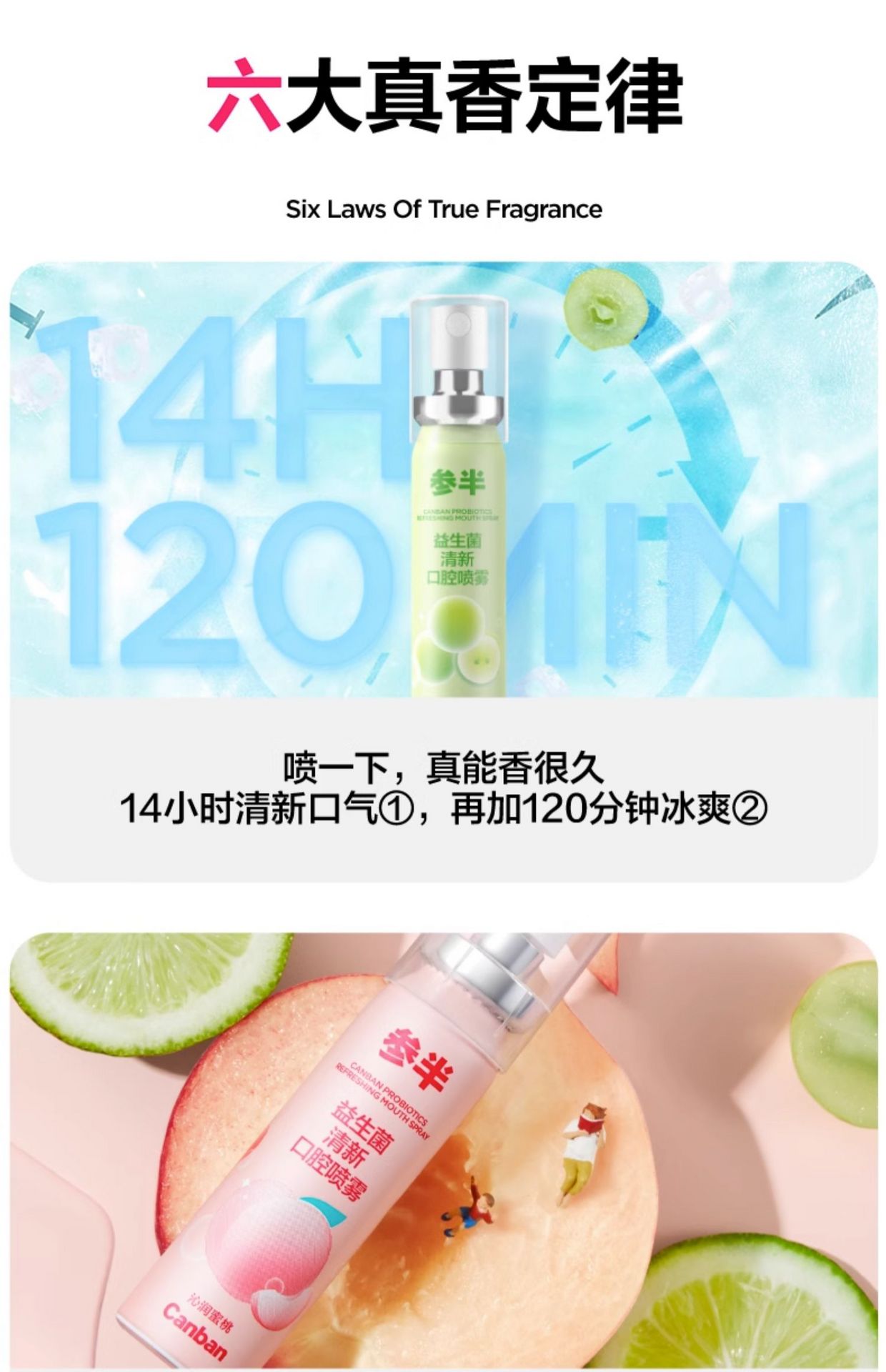 【中國直郵】參半   多效清新口腔噴霧    溫和配方  行走的口腔香氛   20ml  沁潤蜜桃