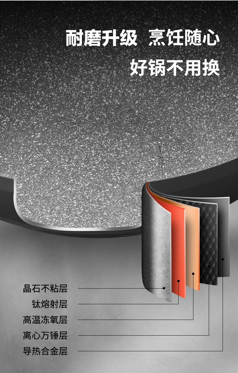 爱仕达 (ASD)炒锅不粘锅金刚旋风魔法石无油烟家用 32cm