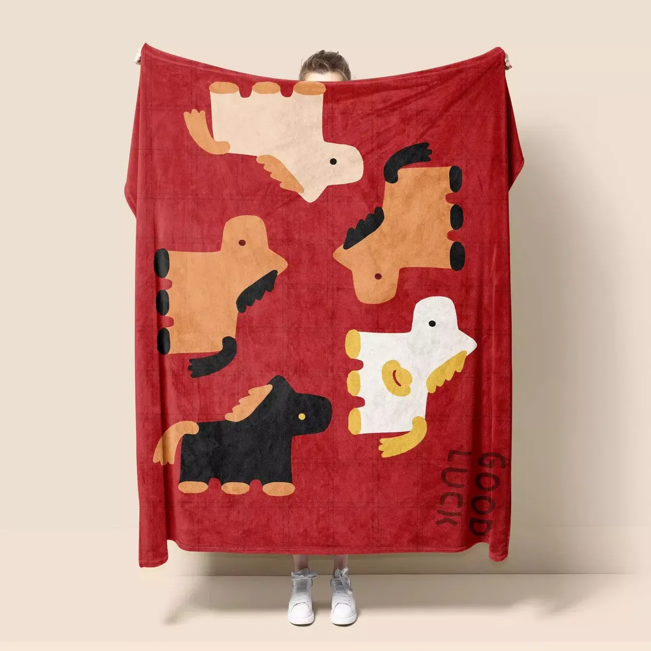 2026 Horse Year Soft Red Blanket, B (150x130cm) 1 case
