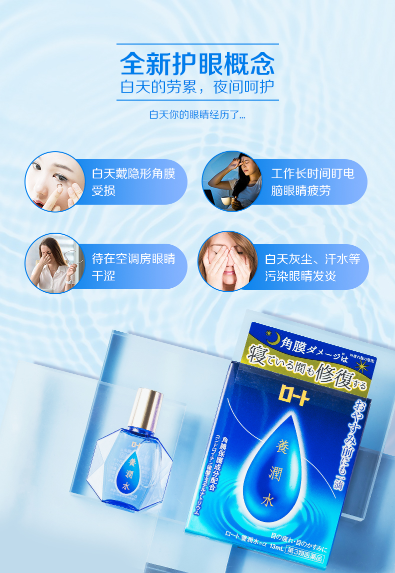 DHL直髮[日本直郵]樂敦 夜間護眼修復養潤水 眼藥水 13ml
