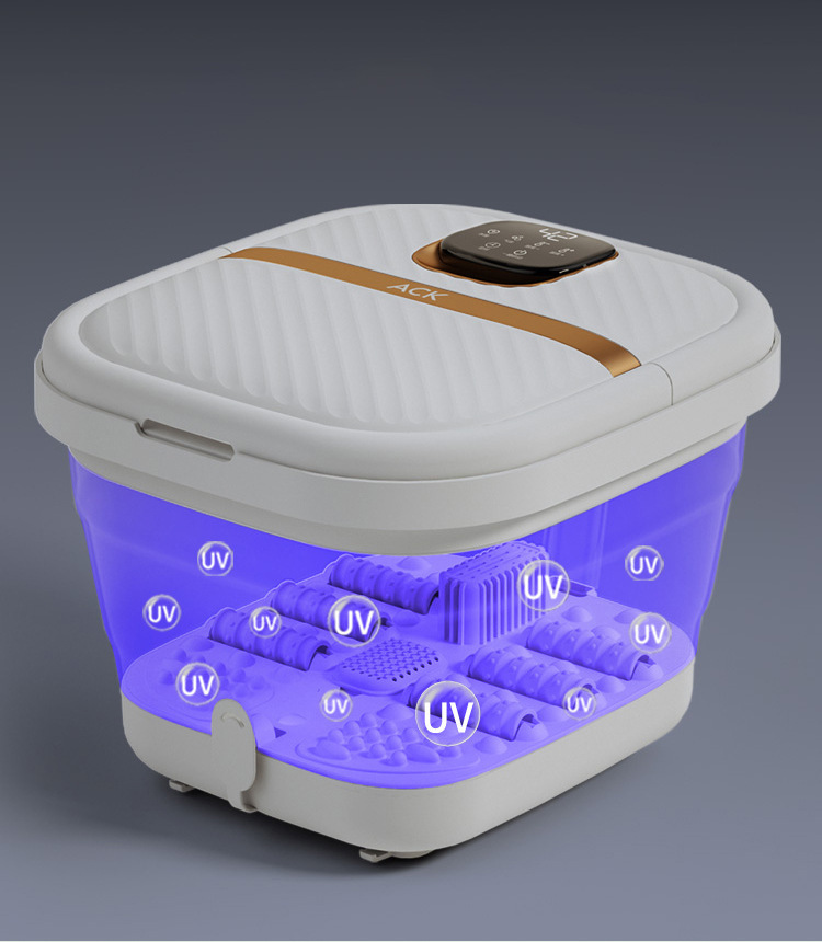 佰凌科 可折疊足部水療按摩儀電動足浴盆 泡腳桶 【送艾葉泡腳包】 清晰觸控螢幕 足底穴位按摩滾輪 35-46度共12檔溫度調節帶時間提醒功能