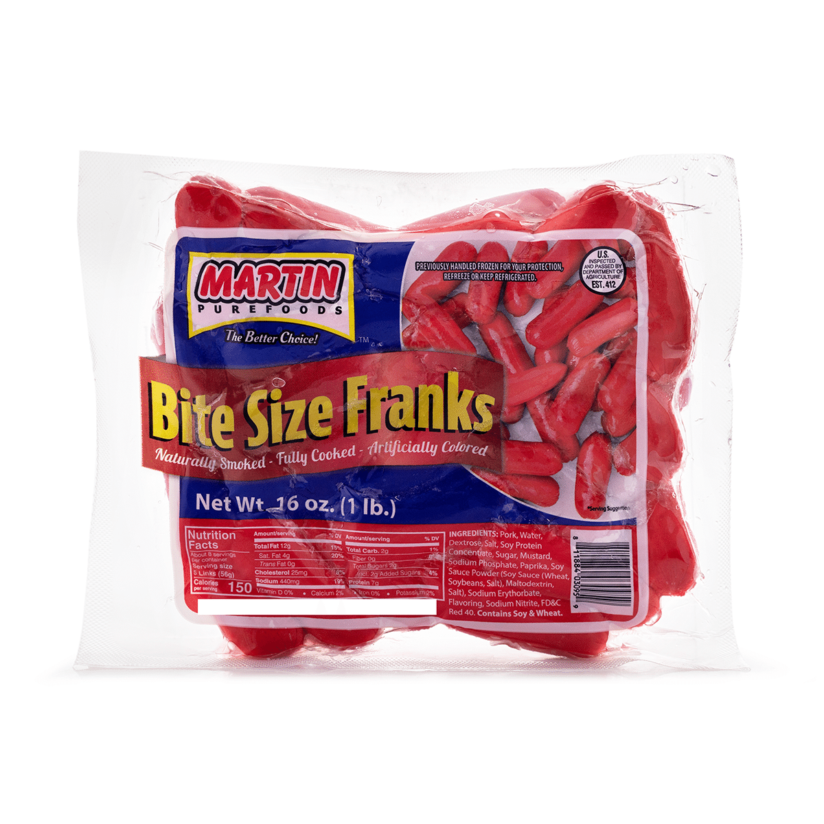 Martin Purefoods Bite Size Franks Hot Dogs, Frozen 16 oz