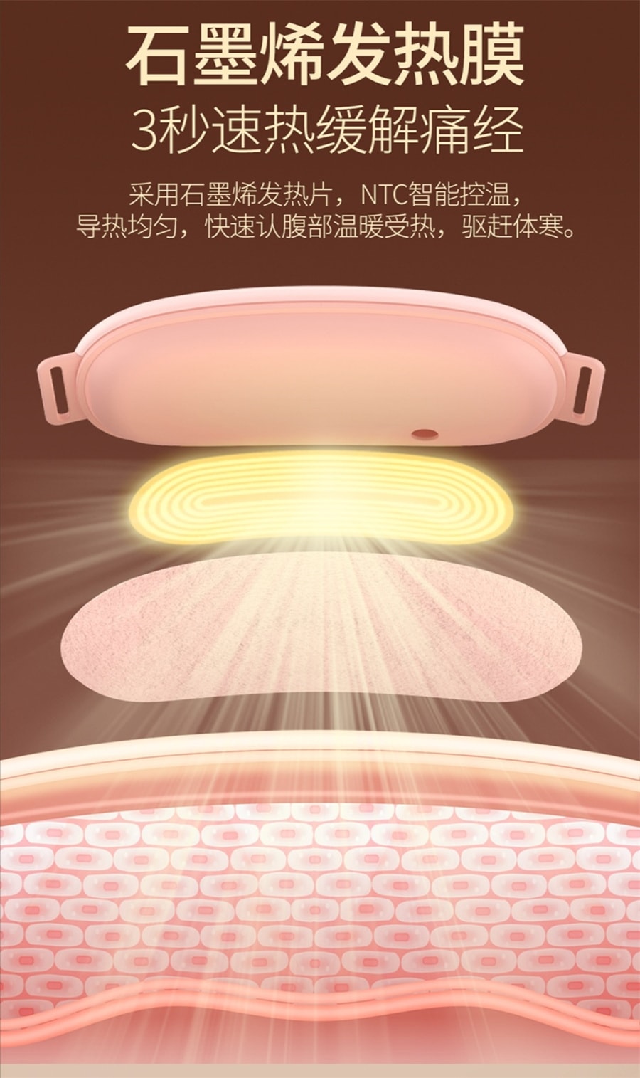 【中国直邮】 慕向  太空舱暖宫带女生经期按摩器大姨妈肚子疼热敷护腰部暖宫腰带 青春粉