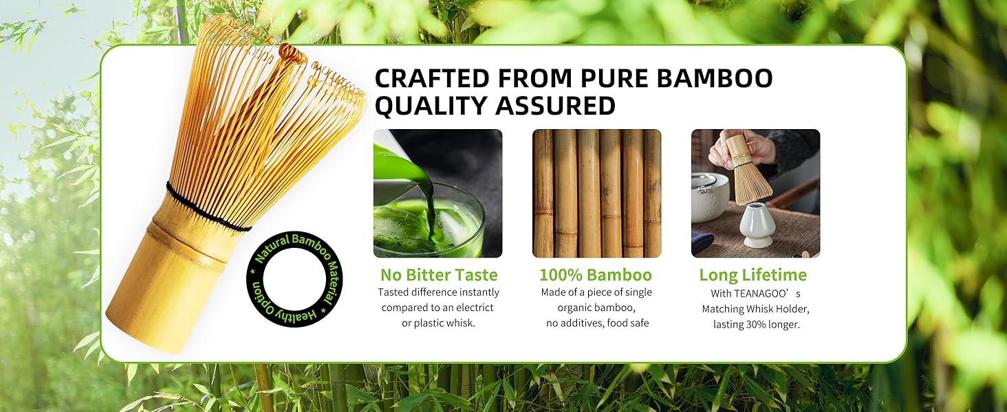 Display of matcha whisk inside the matcha set, made from pure natural bamboo.