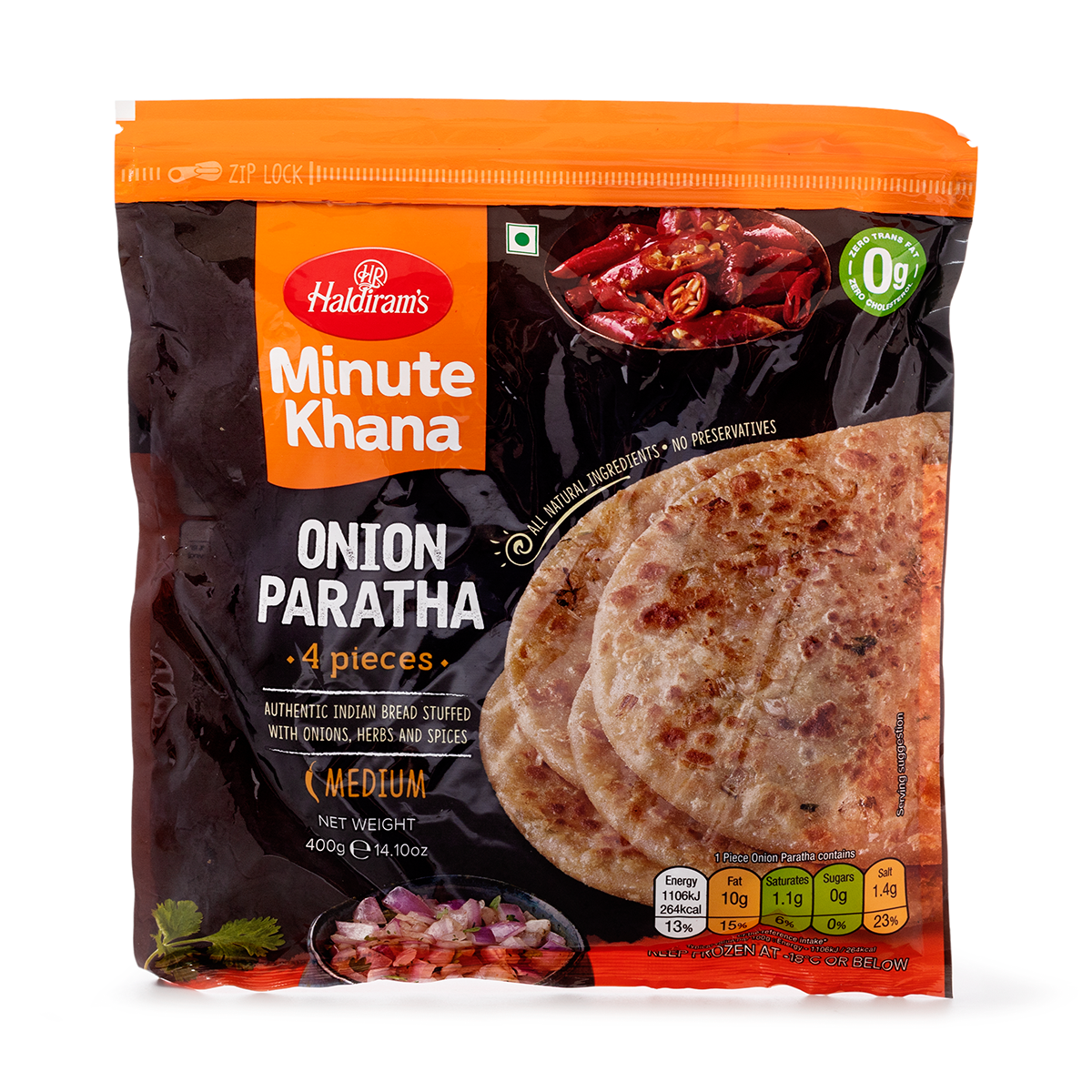 Haldirams Onion Paratha, Frozen 400 g