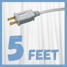 舒適區風扇電源線長度爲 5 英尺或 60 英寸
