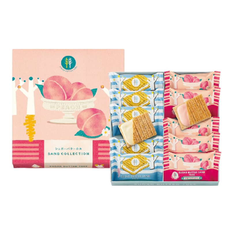【日本直邮】 Sugar Butter Tree 砂糖黄油树 白巧谷物和限定白桃牛奶巧克力夹心饼干礼盒 12枚入