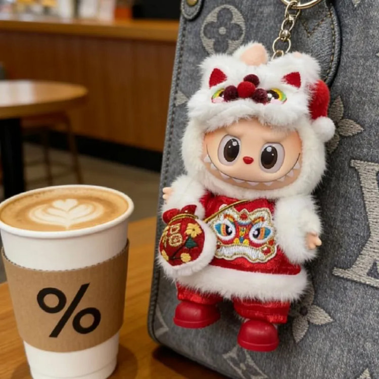 娃衣搪胶玩偶新年醒狮5件套红色适用于一二三代 1 箱