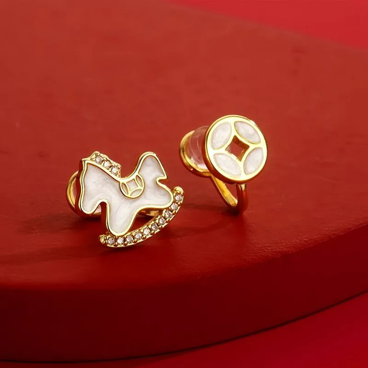 无耳洞硅胶耳夹铜钱旺财耳饰白色 1 箱